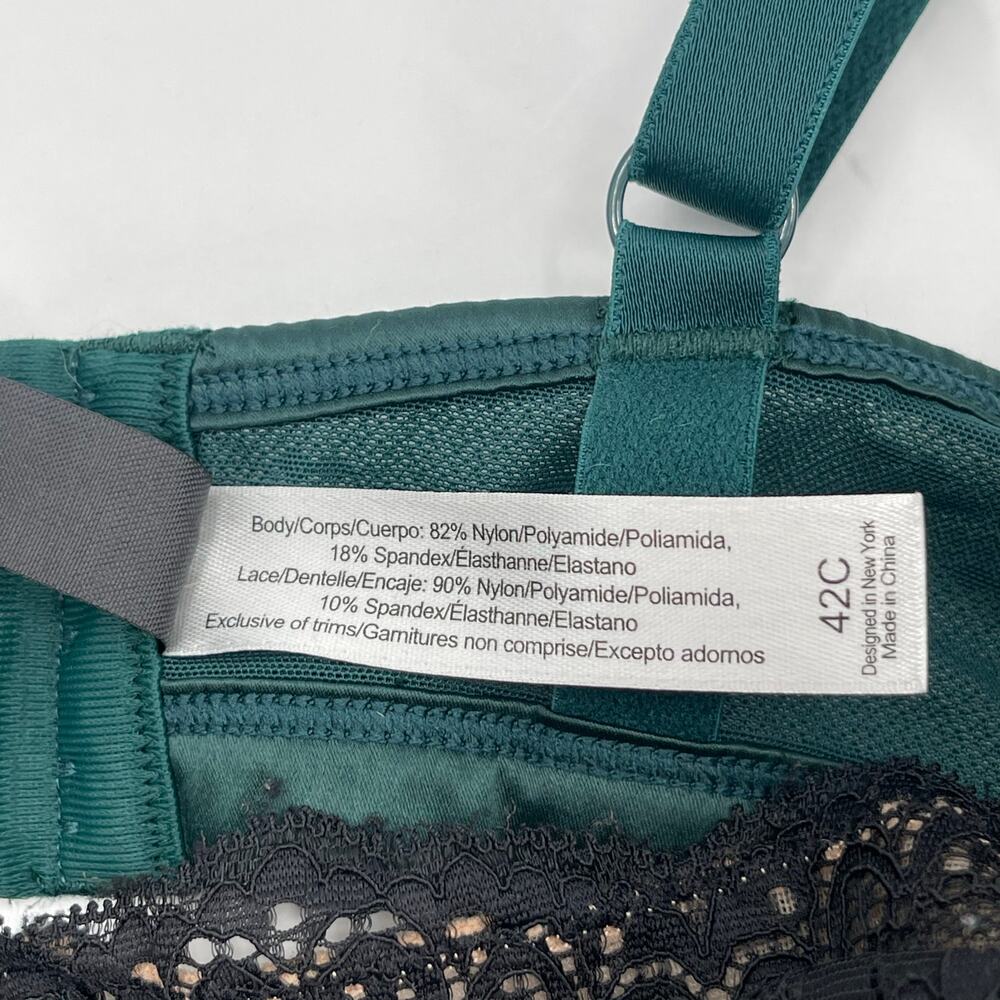 ADORE ME Bra Size 42C Teal Black Mesh Lace Curvy Adjustable Straps Intimates - Picture 4 of 15